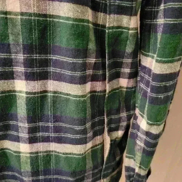 Green Plaid Flannel Shirt M Backpacker Outdoor Trail Shirt Rugged Forestcore - Picture 9 of 12